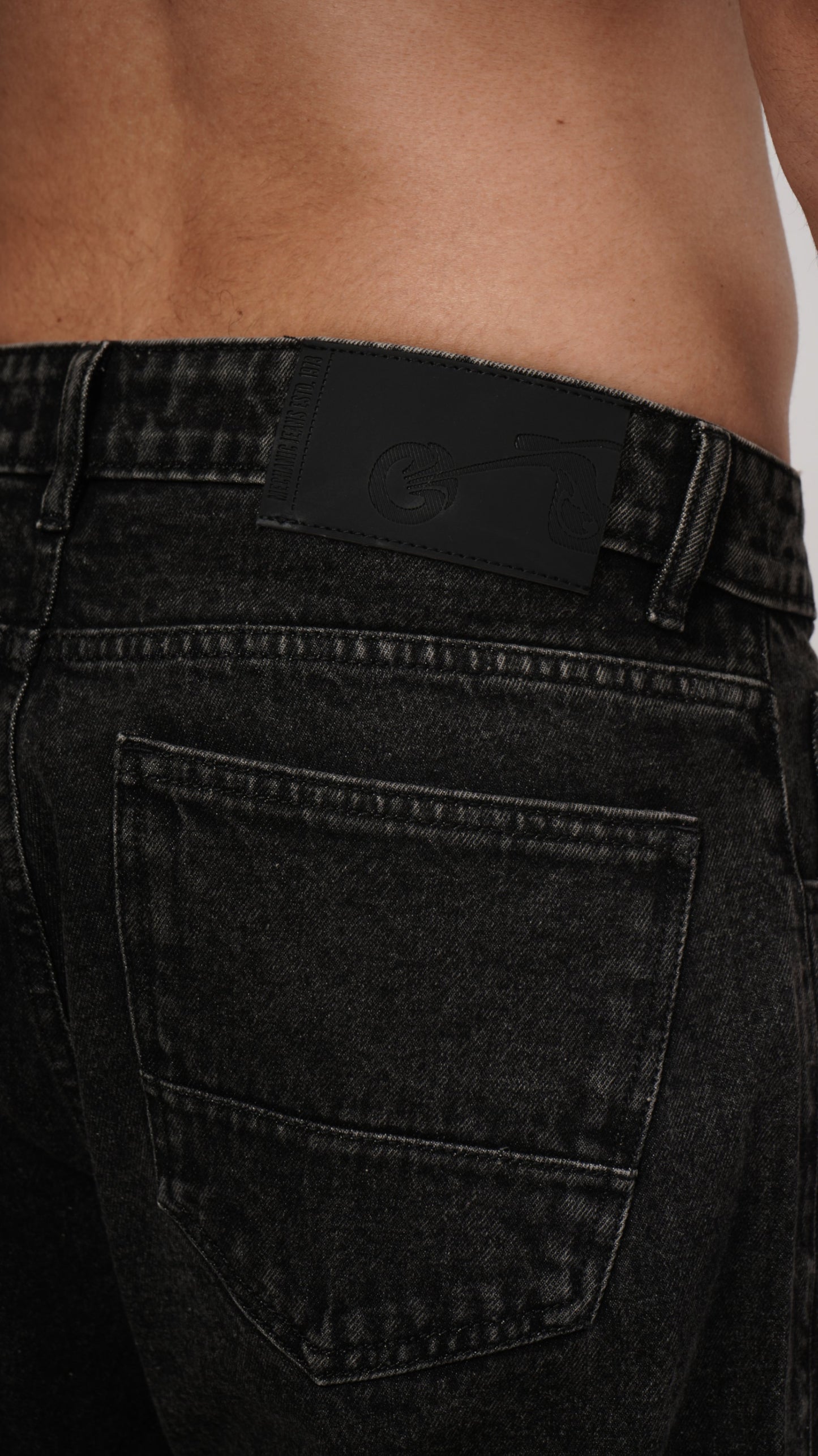 Single Panel Washed Denim - Black