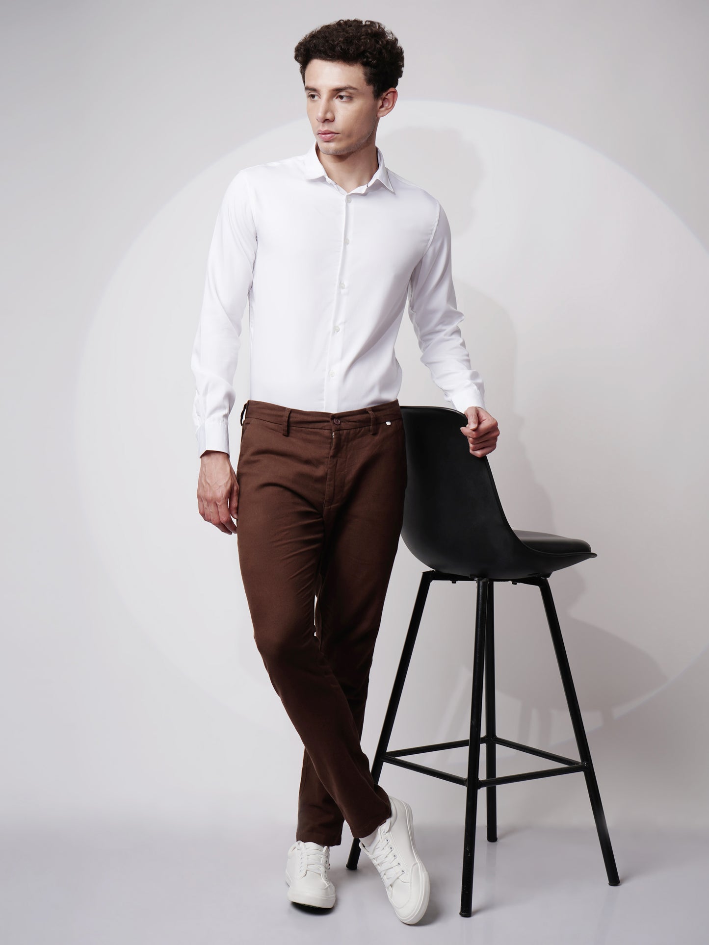 LINEN BLEND STRAIGHT FIT CHINOS