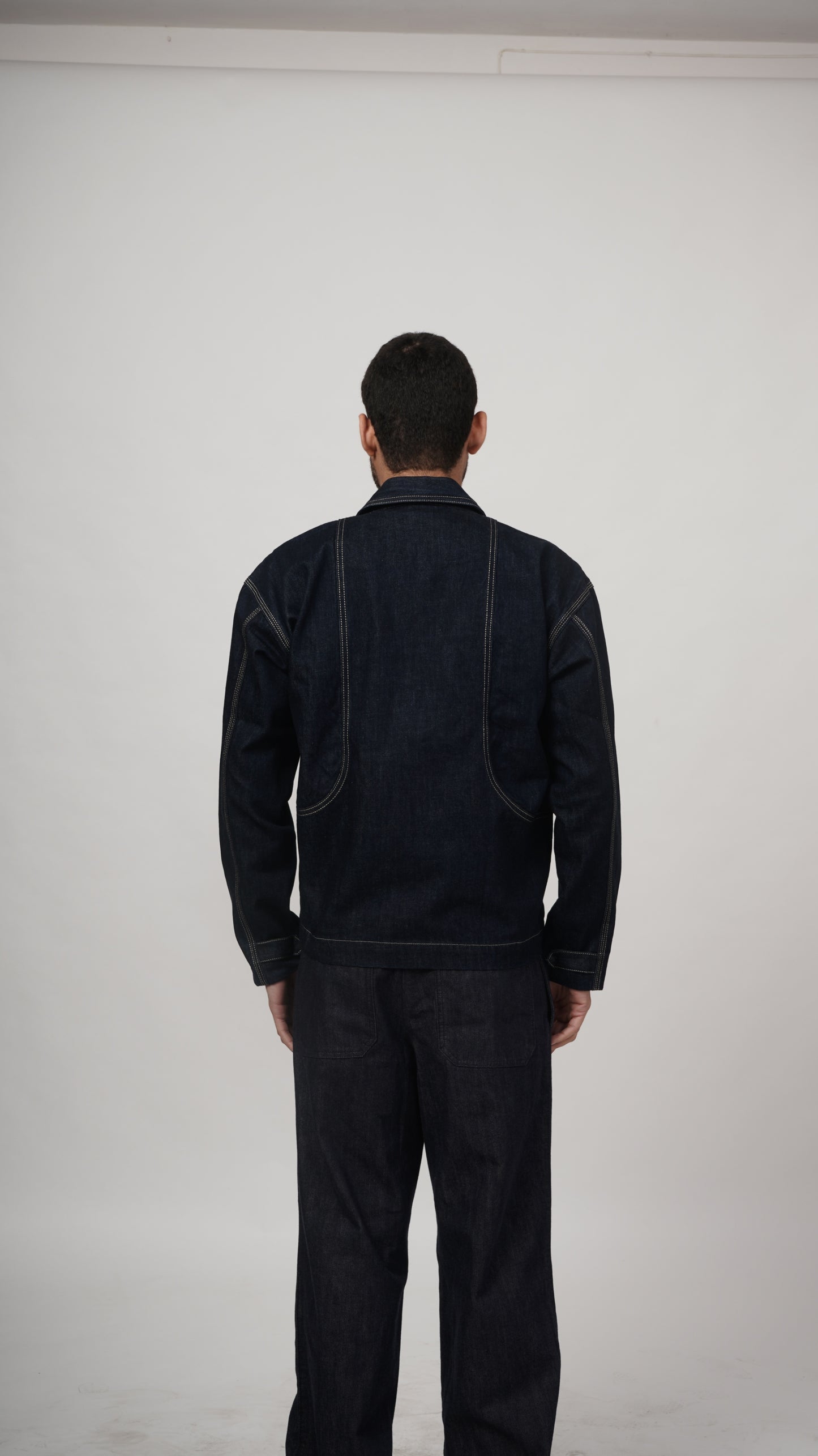Arched Denim Jacket - Raw Wash Blue