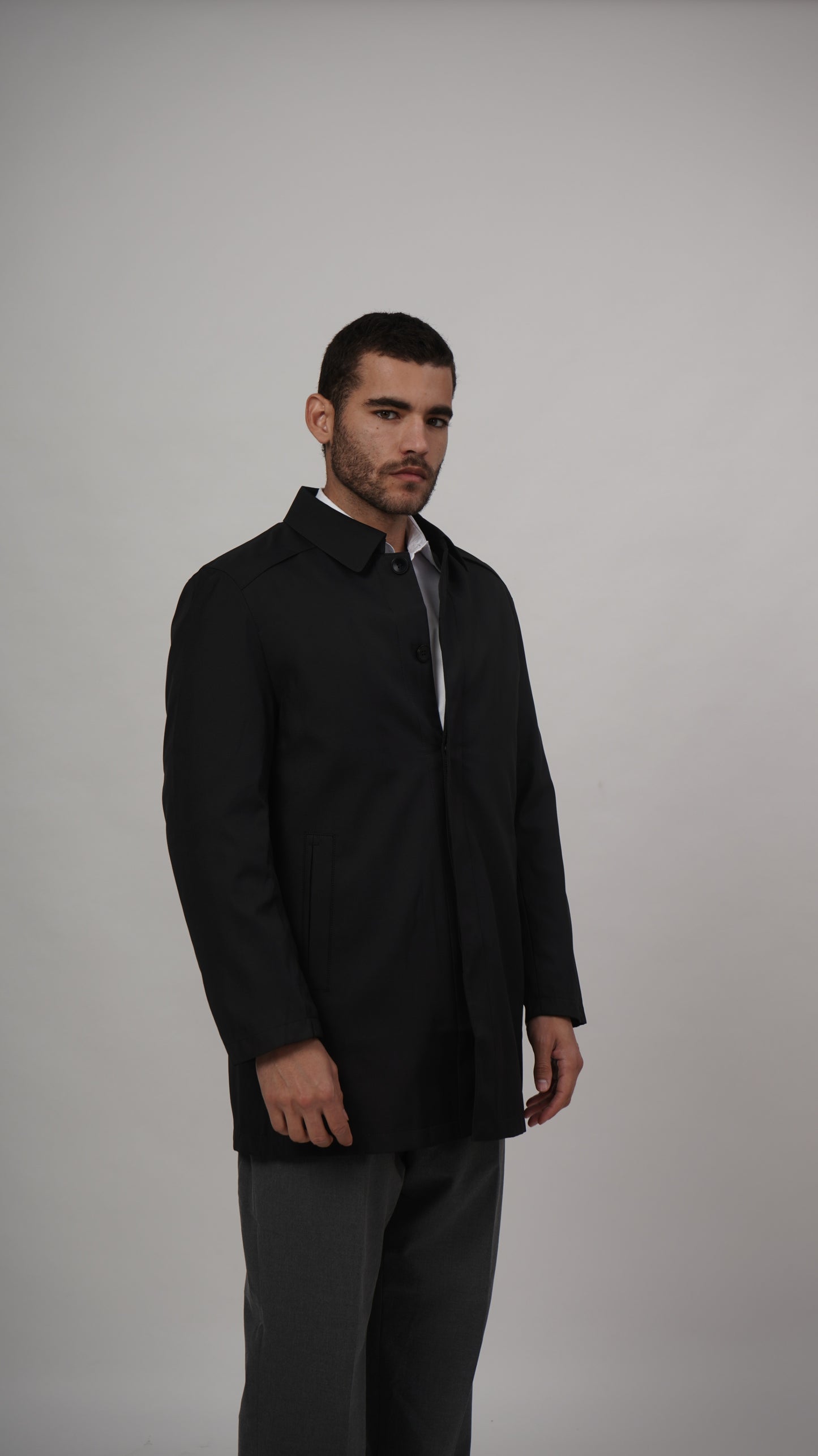 Short Long Coat - Black