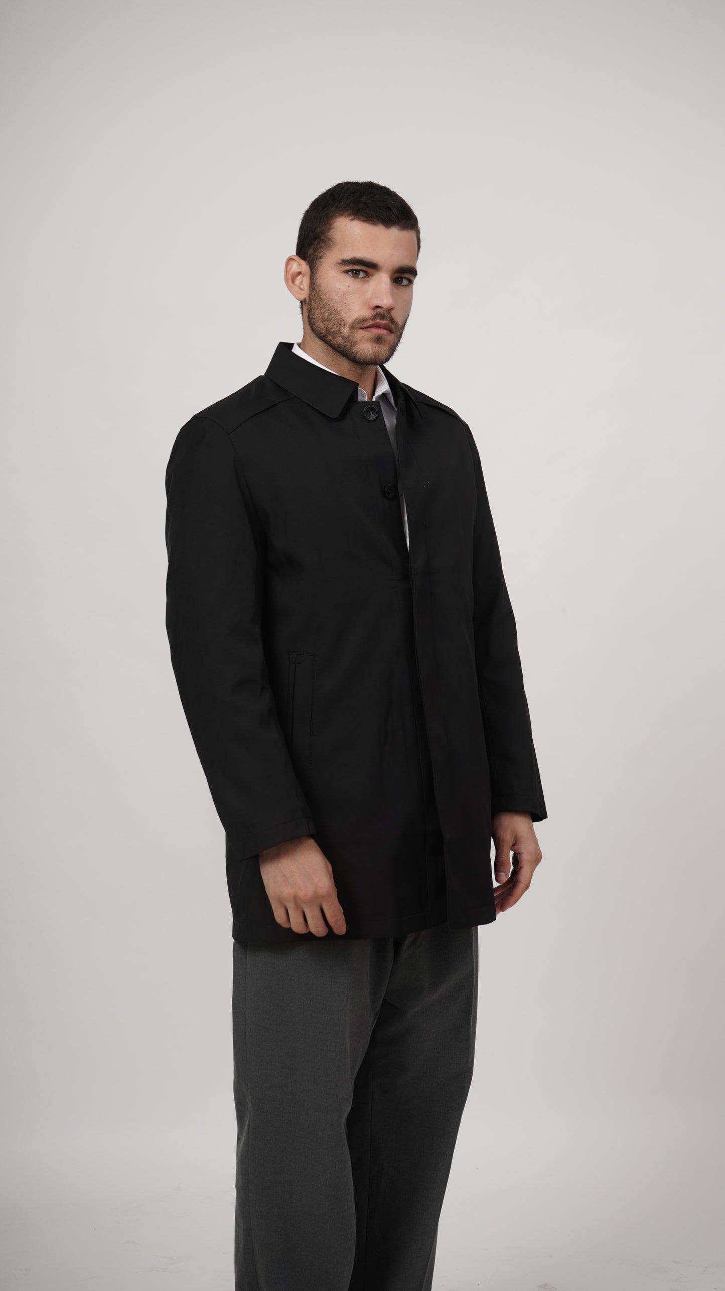 Short Long Coat - Black