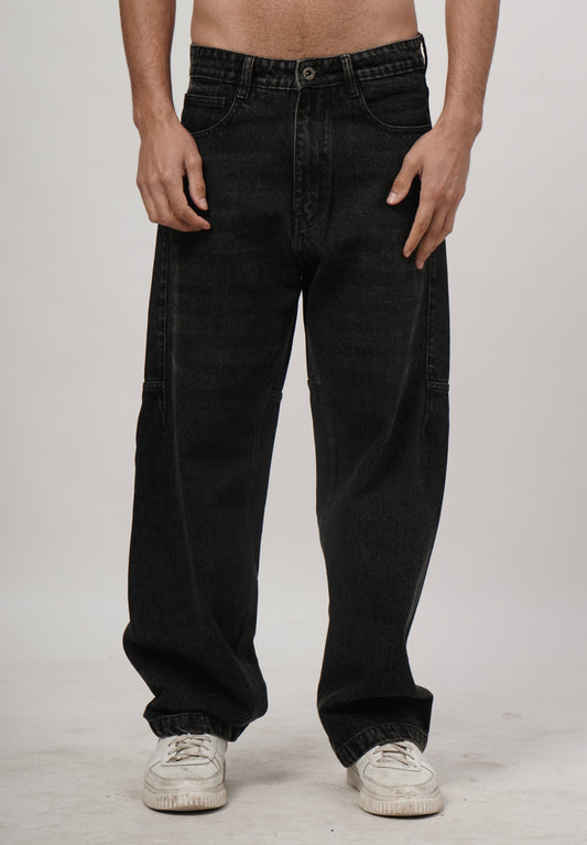 Single Panel Washed Denim - Black