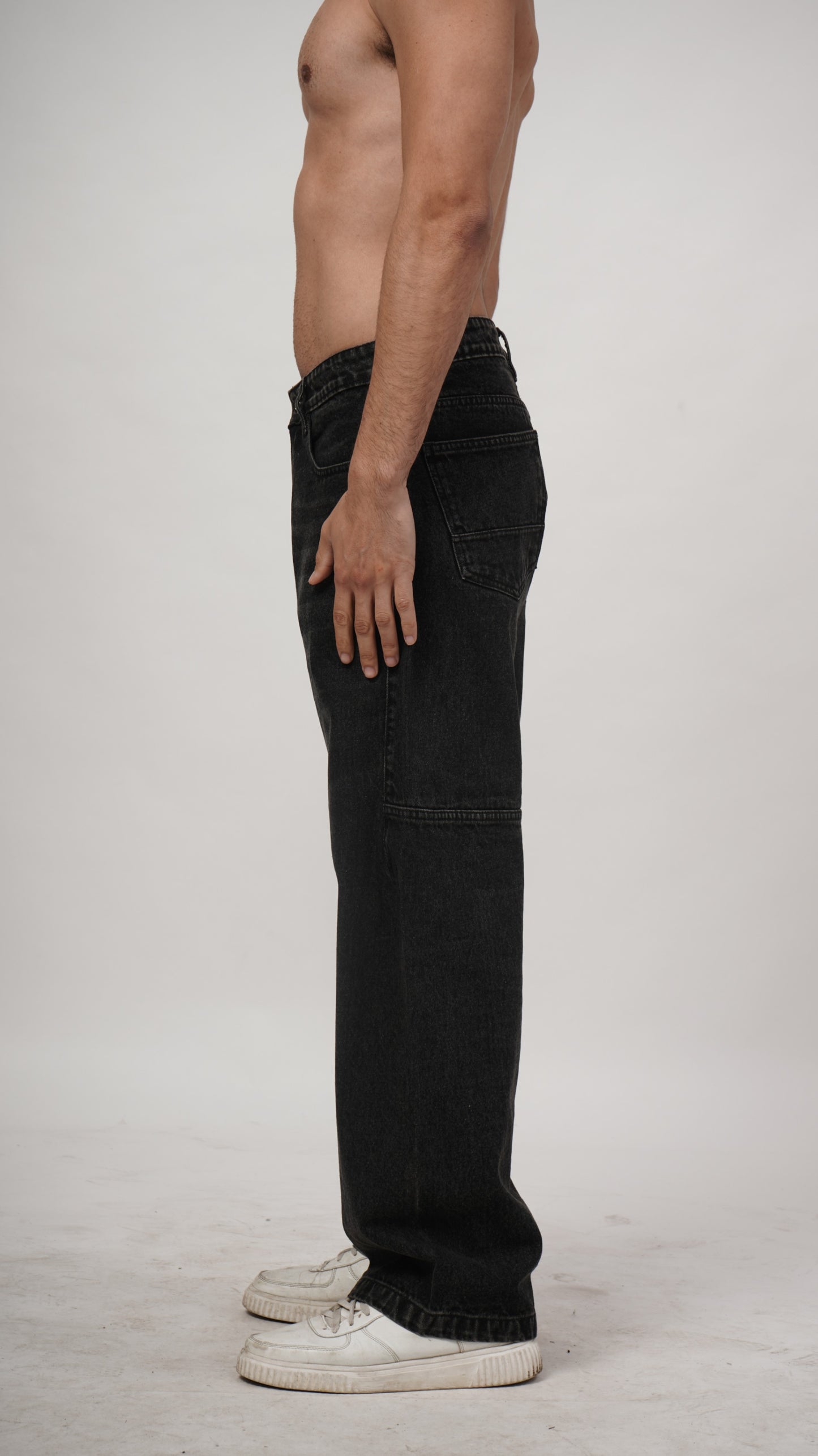 Single Panel Washed Denim - Black