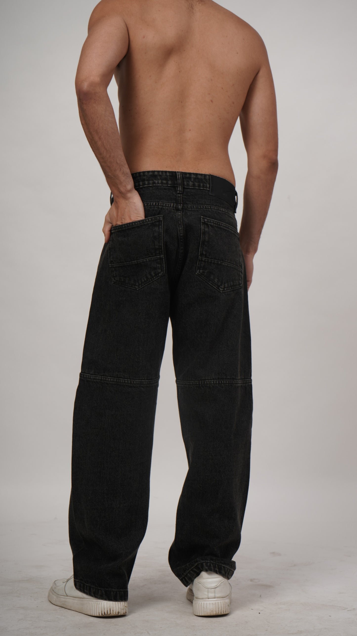 Single Panel Washed Denim - Black