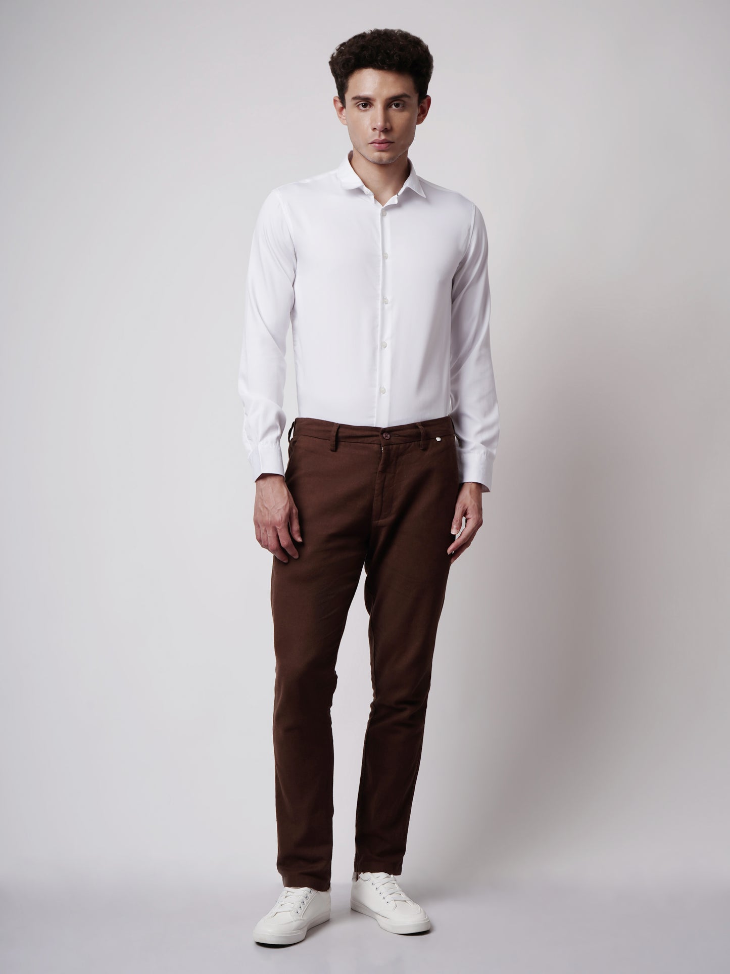 LINEN BLEND STRAIGHT FIT CHINOS