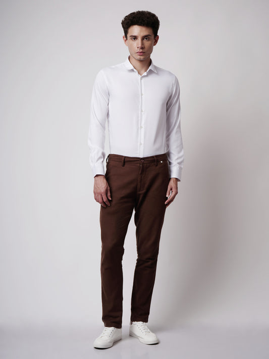 LINEN BLEND STRAIGHT FIT CHINOS
