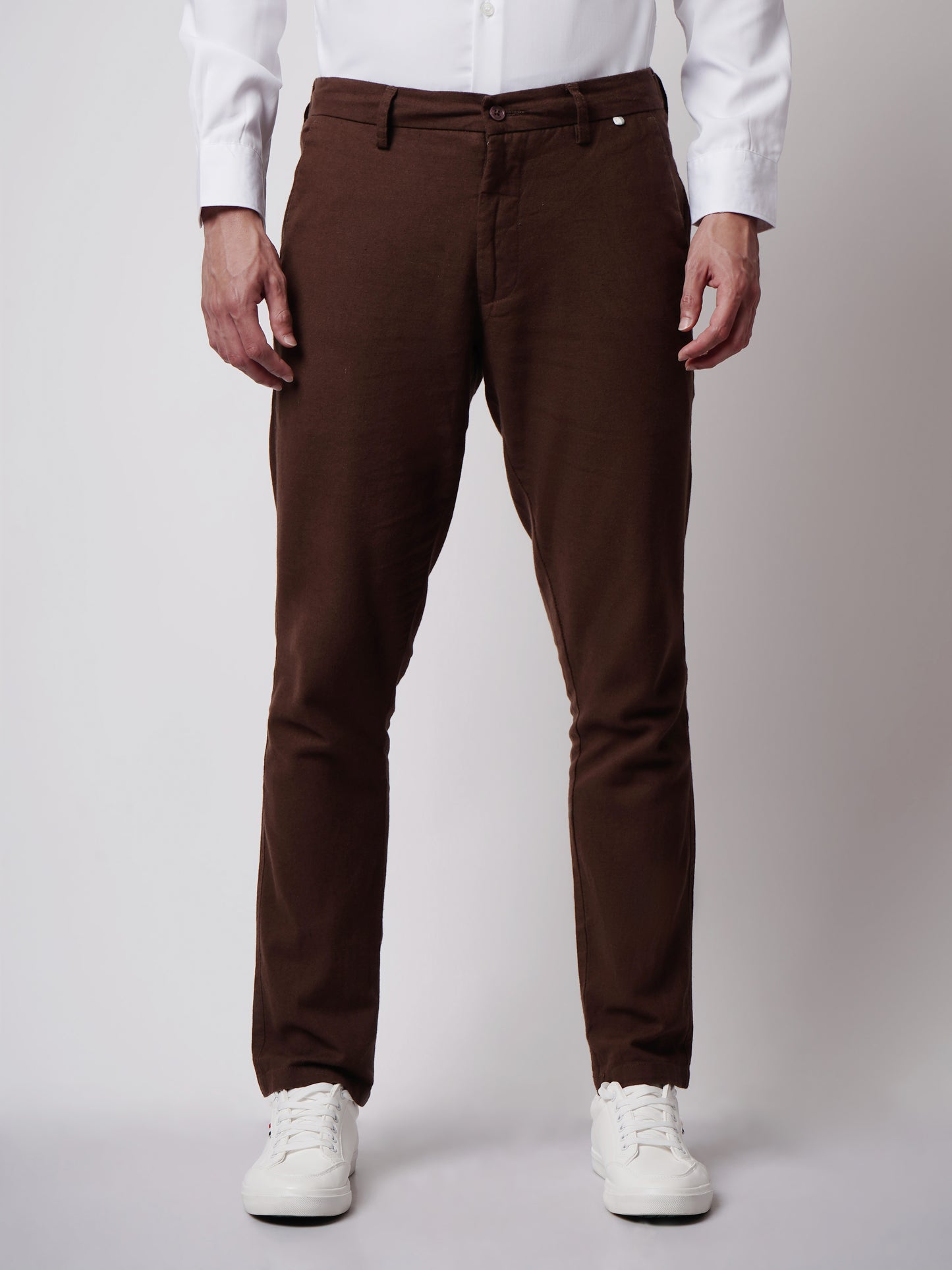 LINEN BLEND STRAIGHT FIT CHINOS