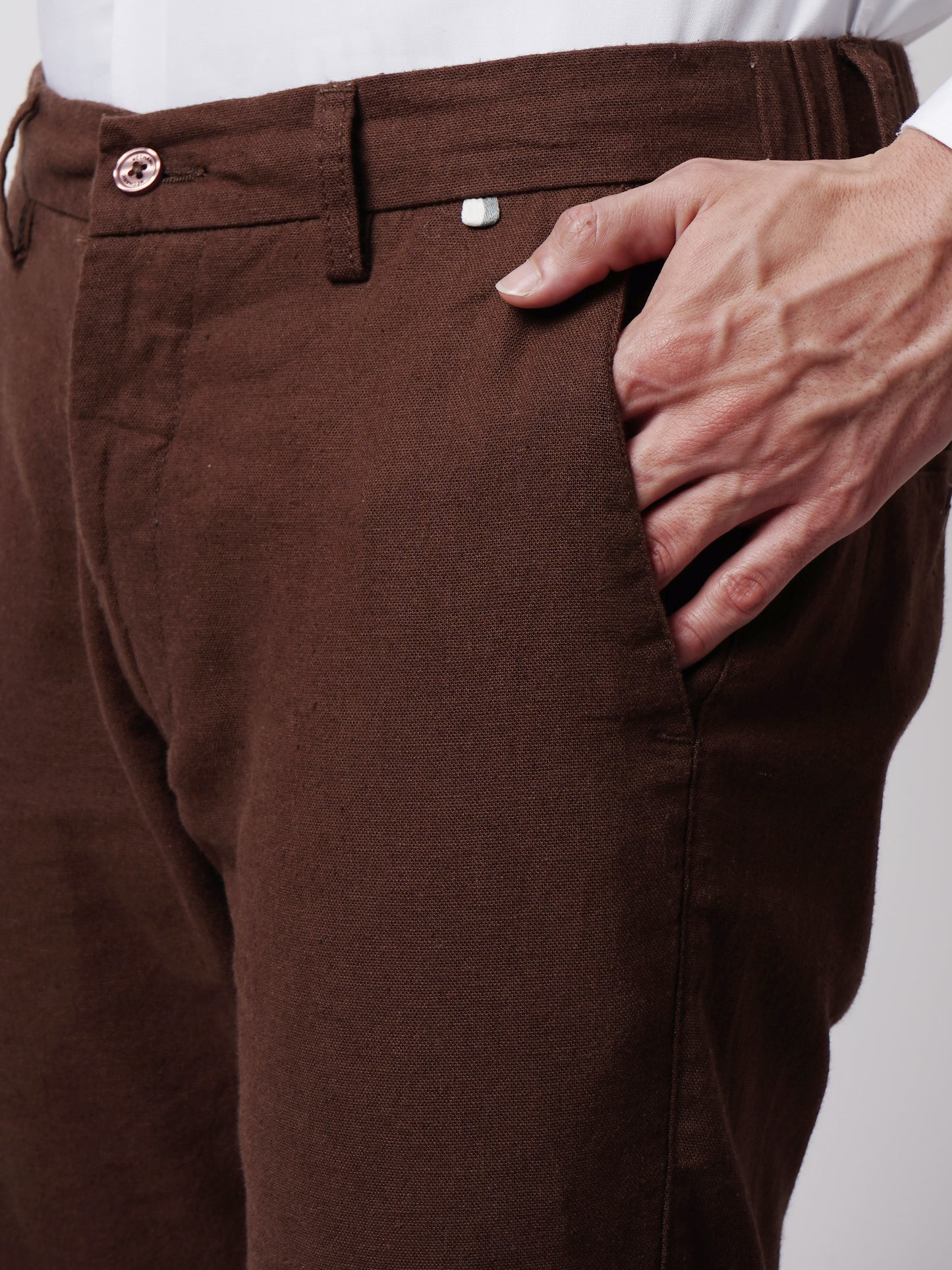 LINEN BLEND STRAIGHT FIT CHINOS