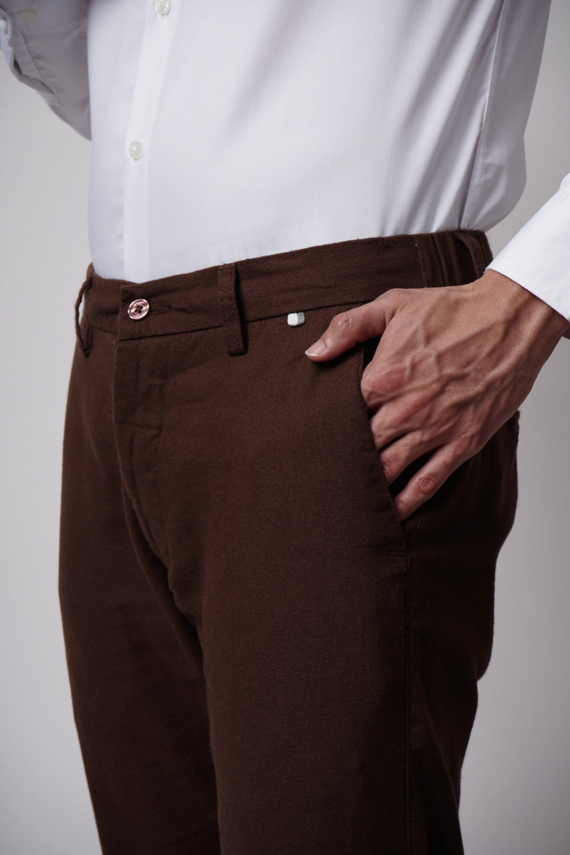 COTTON LINEN STRAIGHT FIT PANTS