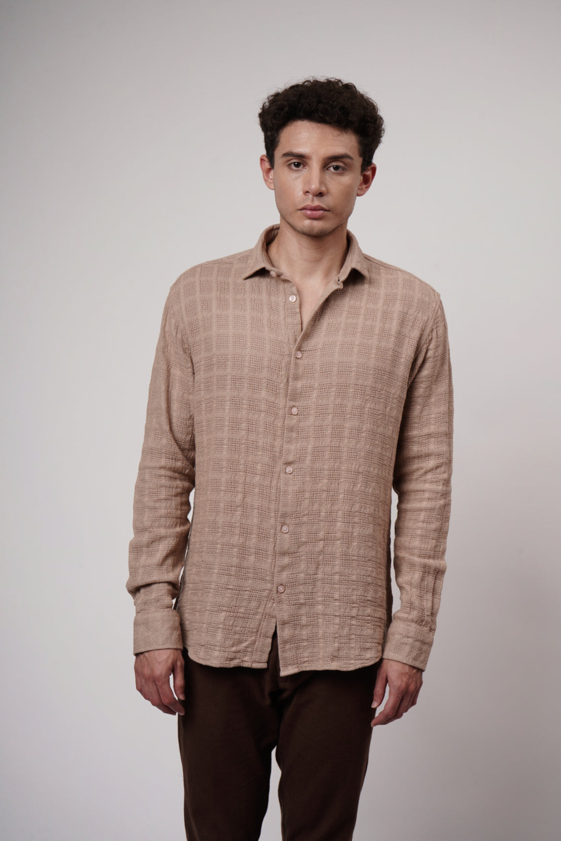 RELAXED WAFFLE KNIT SHIRT